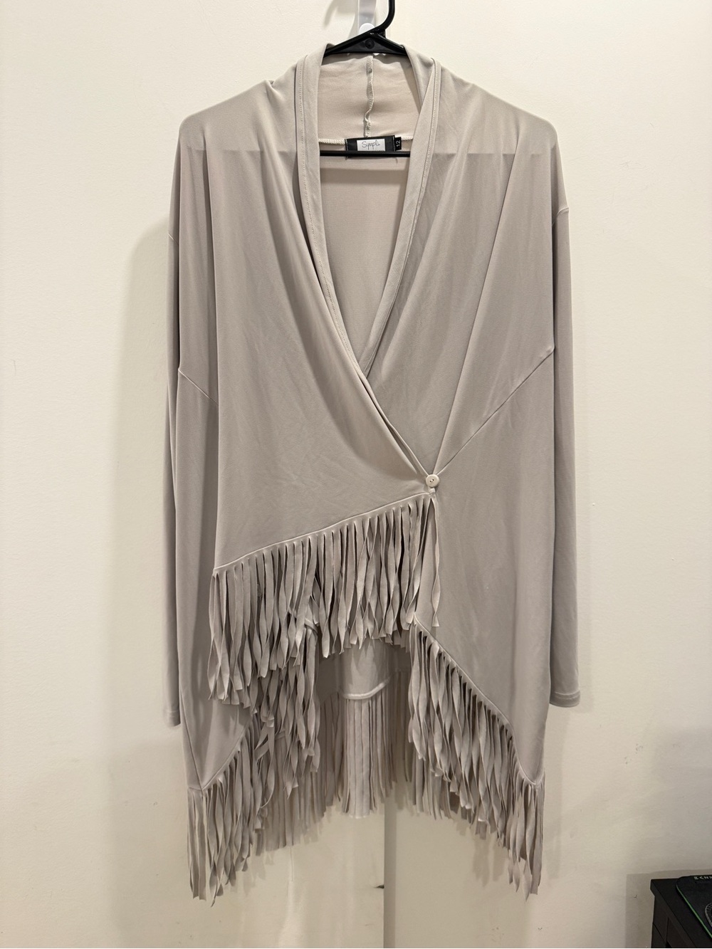 Sympli Soft Fringe Wrap Cardigan - Light Gray